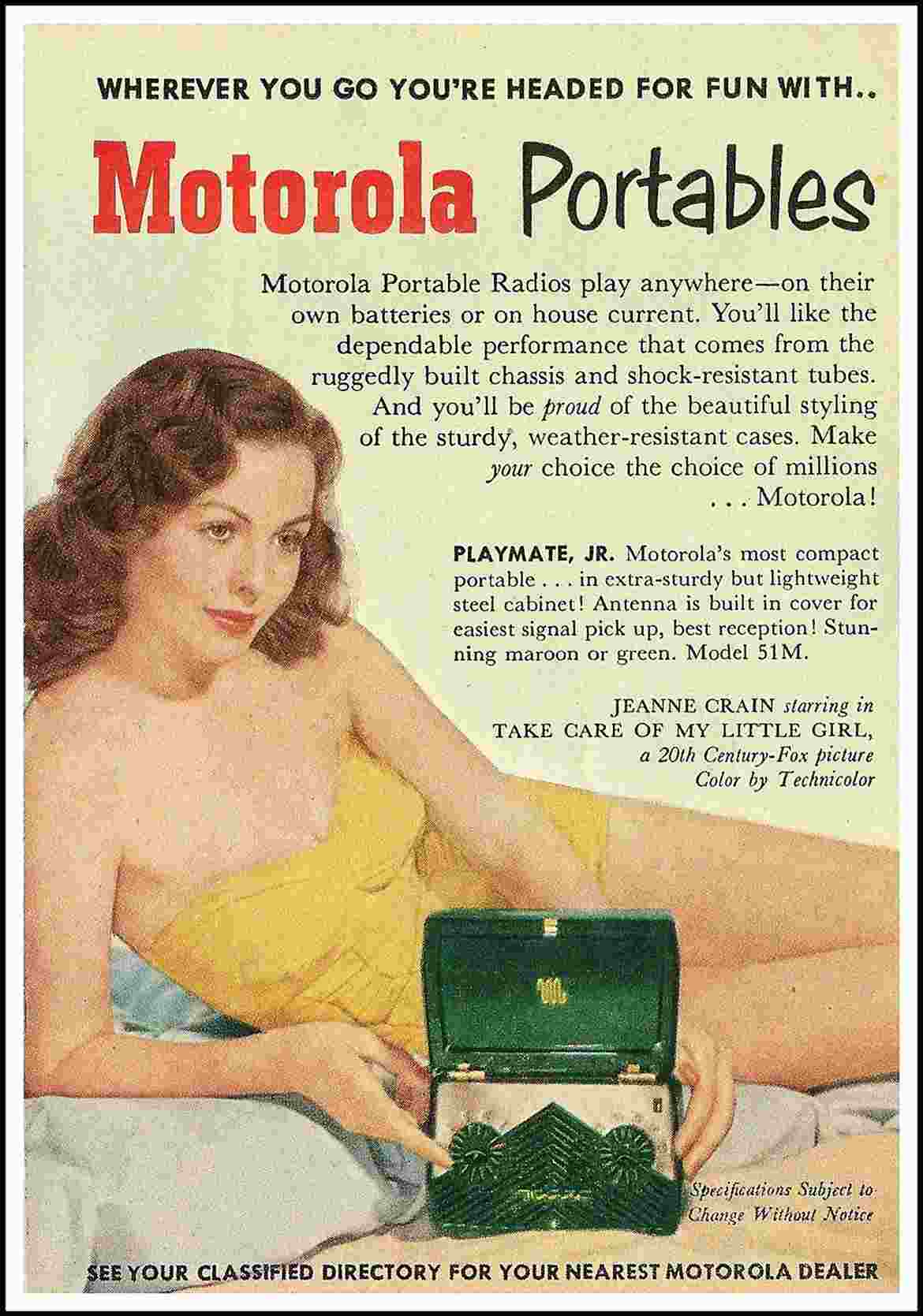1024Px Advertising For The Motorola Playmate, Jr. Portable Radio, Model 51M, In The Quick Pocket News Weekly Magazine, Vol. 4, No. 24, June 11, 1951 (37269788085)